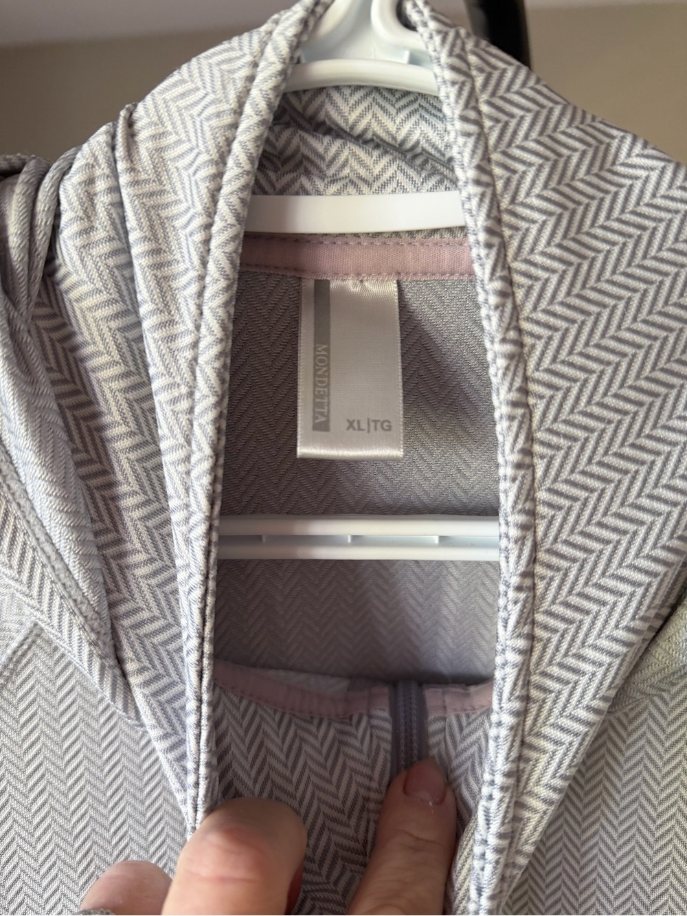 Mondetta Light Gray Chevron Zip-Up Utility Jacket - Picture 3 of 3